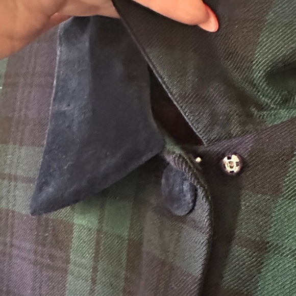 KASPER FOR A.S.L. | Vintage Purple Green & Blue Plaid Blazer with Velour Detail - Picture 4 of 16